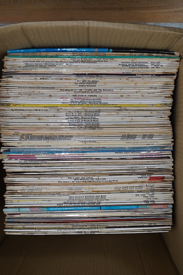 A hundred LP record albums, artists include; Chris Barber, Humphrey Lyttelton, lonnie Donegan, Long John Baldry, Georgie Fame, Manfred Mann, Herman’s Hermits, Freddie and the Dreamers, the Hollies, The Dave Clark Five, B